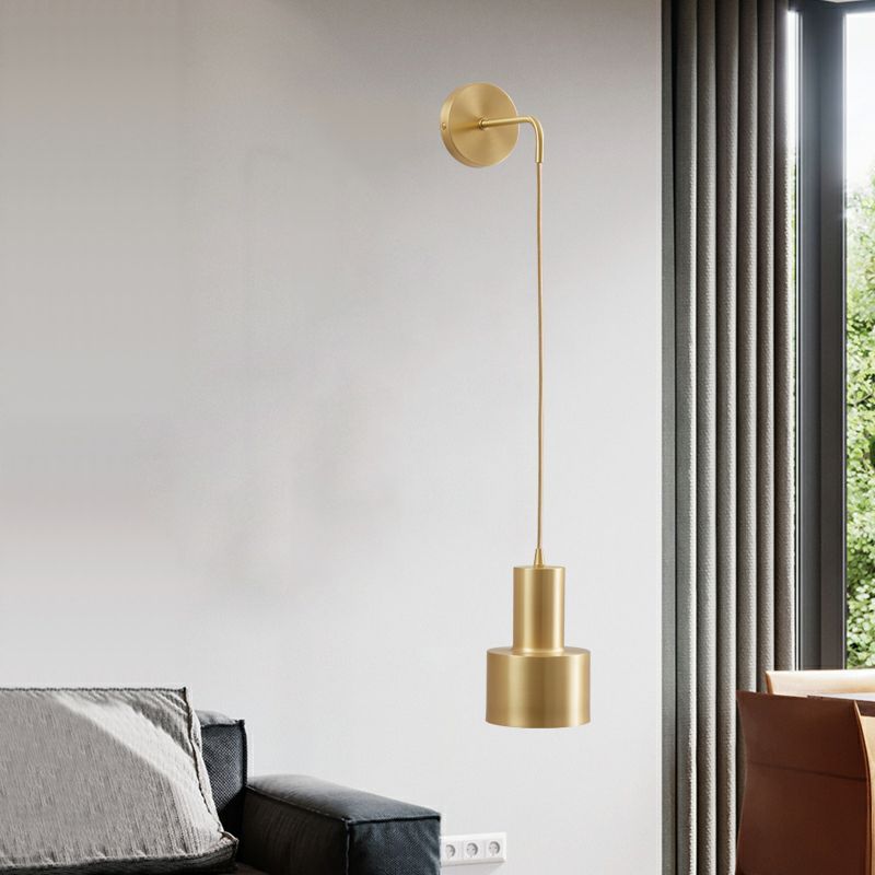 Metallzylinderwandmontaglampen Moderner Stil 1 leichte Leuchtenleuchten in Gold
