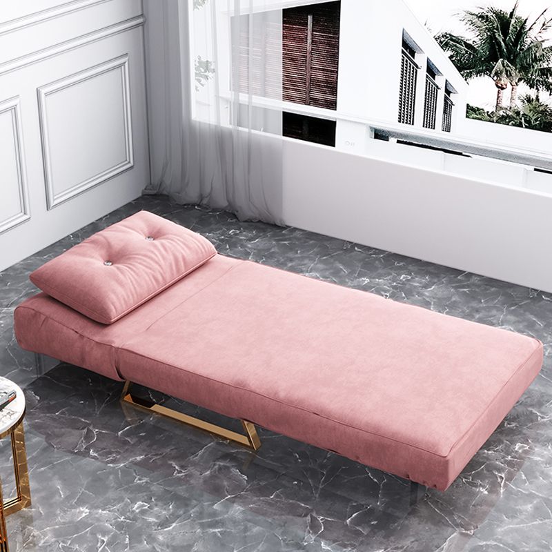 Glam Style Sled Convertible Chair Tufted Back Armless Chair in Pink