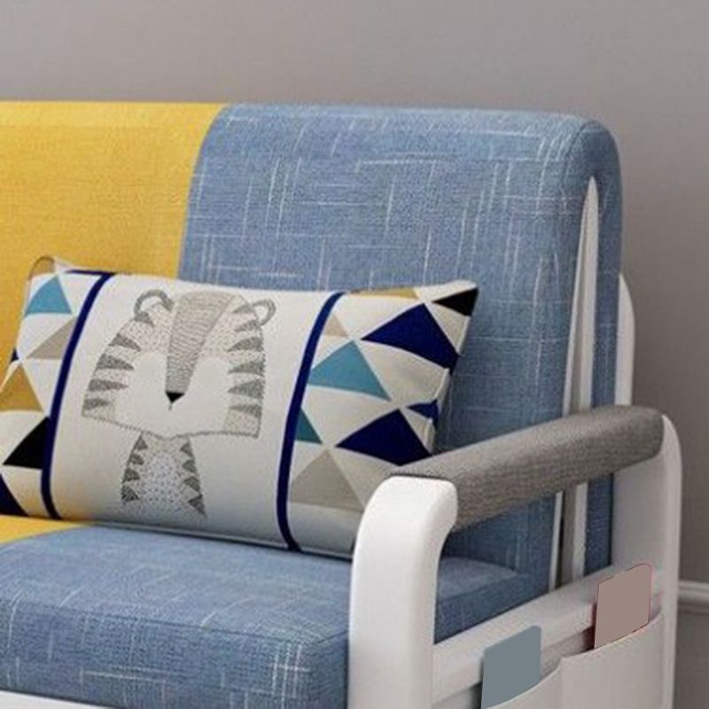 Linen Sofa Bed 35.43" Wide Square Arm Sleeper Sofa with Upholstered