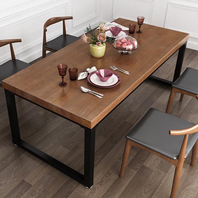 Solid Wood Top Table Rectangle Pine Wood Table with Sled Base