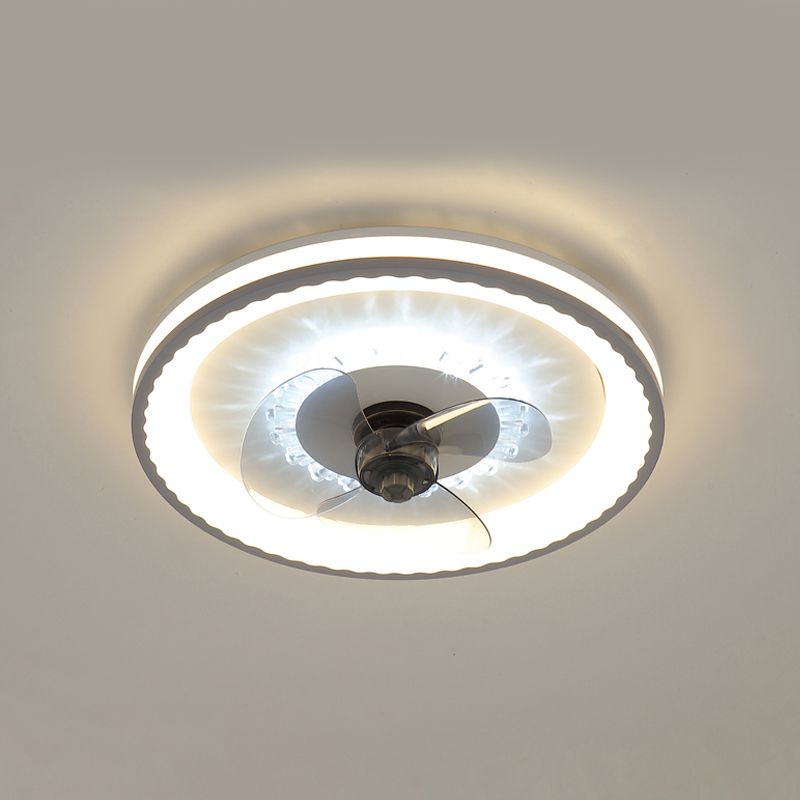 Circular Flush Mount Fan Light Fixture Simple Acrylic White LED Semi Flush Mount for Bedroom