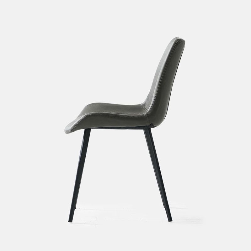 Industrial Style Solid Back Chair for Kitchen Faux Leather Dining Chairs