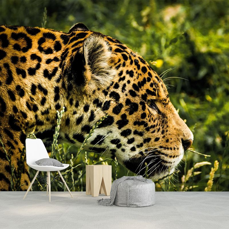 Customized Moisture Resistant Jaguar Mural Wallpaper Environment Friendly Wall Decor