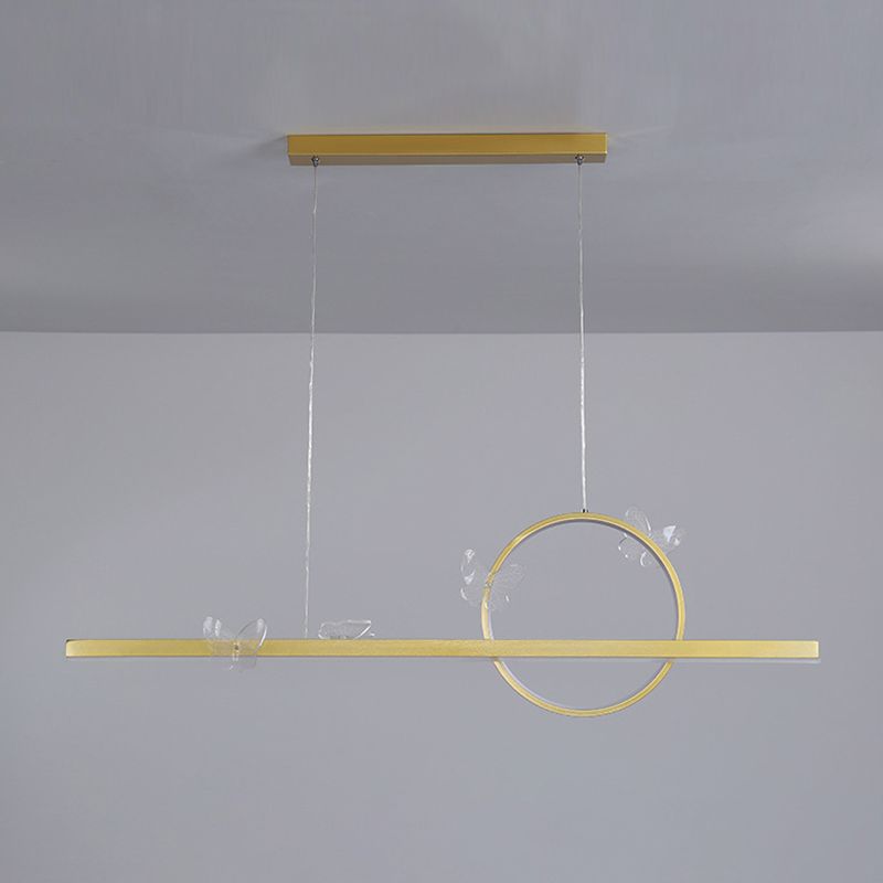 Colgante moderno de la isla de mariposa de oro de la isla de metal para el comedor