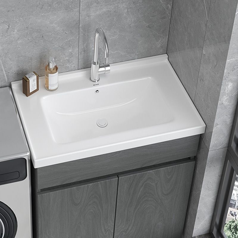 Contemporary Bathroom Sink Rectangular Porcelain Drop-in Bathroom Sink with Pop-Up Drain