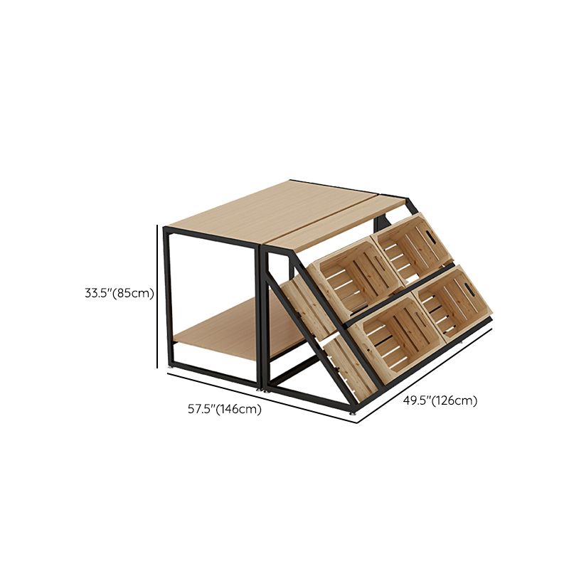 Freestanding Wooden Wine Rack Bottle Industrial Bottle Rack in Natural Wood