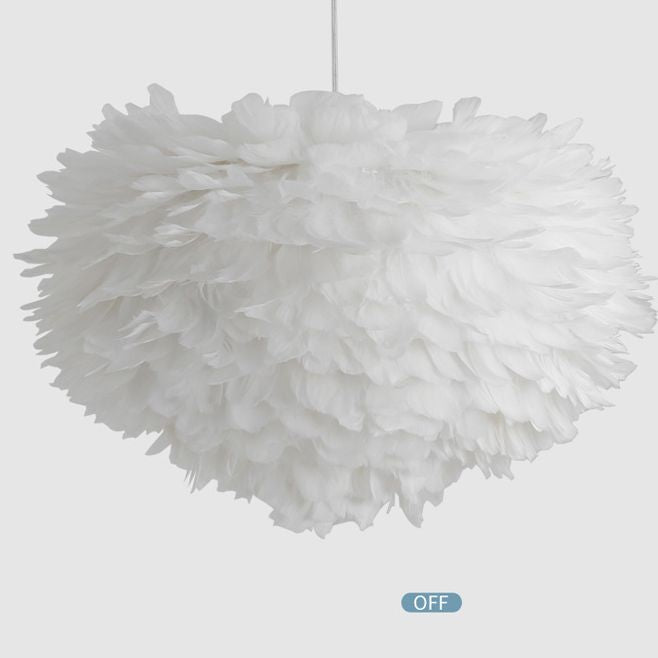 Art Deco Feather Pendant Light Fixtures Modern Creative Globe Hanging Ceiling Light for Bedroom