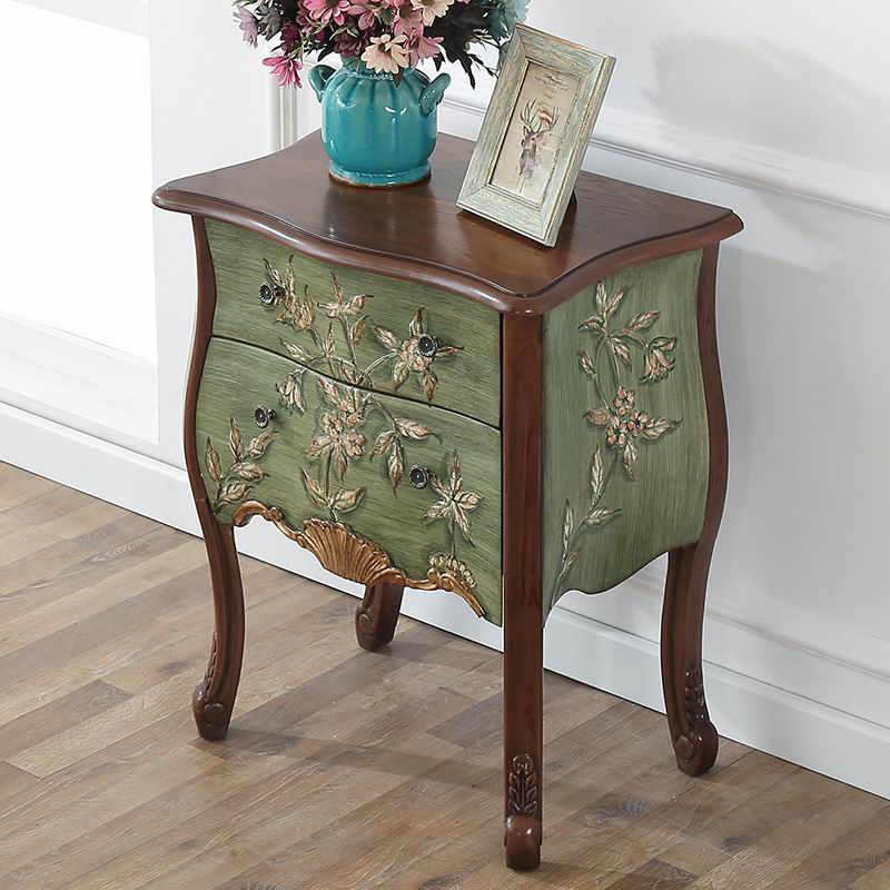 Mid-Century Modern Cabinet Fretwork Hand Painted Side Cabinet