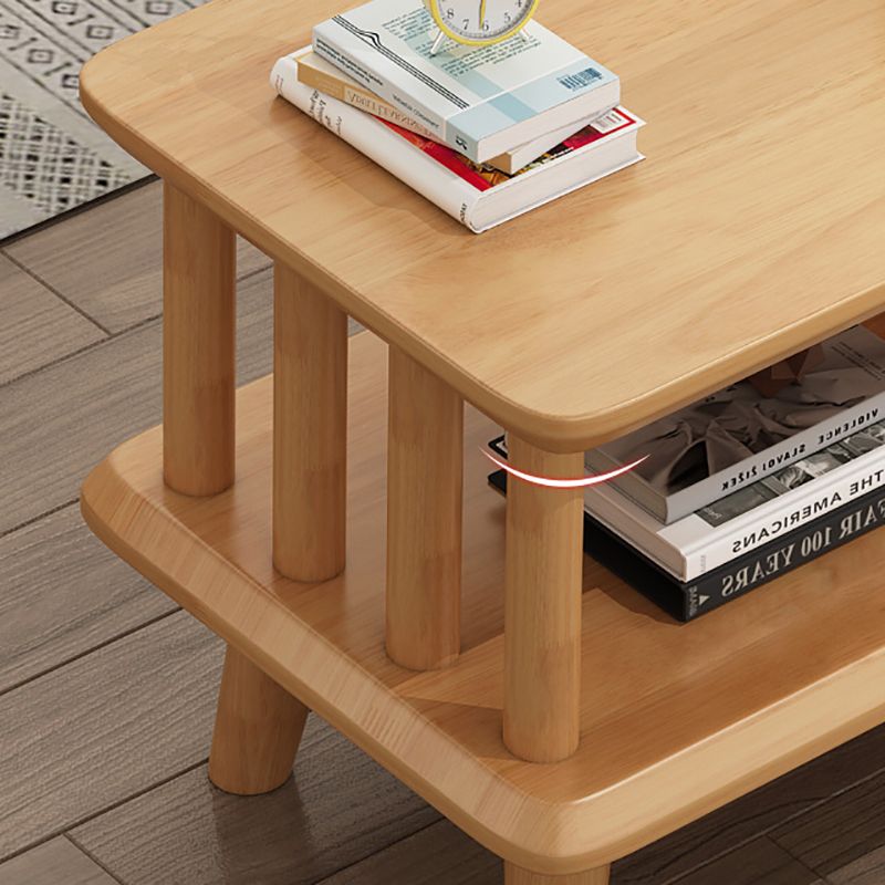 Scandinavian Solid Wood Coffee Table with 4 Legs and 2 Drawers