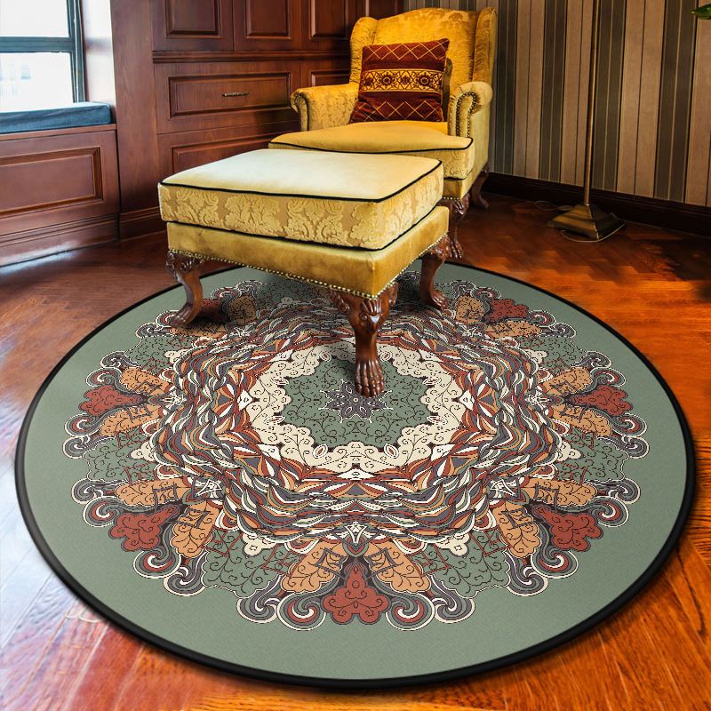 Multi Colored Flower Rug Polypropylene Moroccan Carpet Anti-Slip Backing Washable Stain Resistant Rug for Bedroom