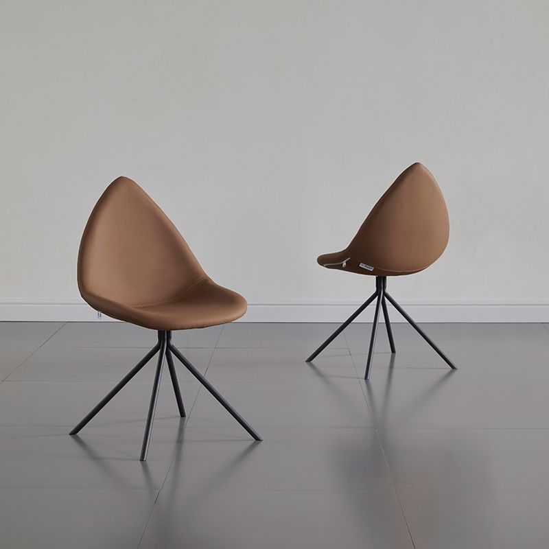 Modern Dining Room Side Chair Black Metal Legs Armless Dining Chairs