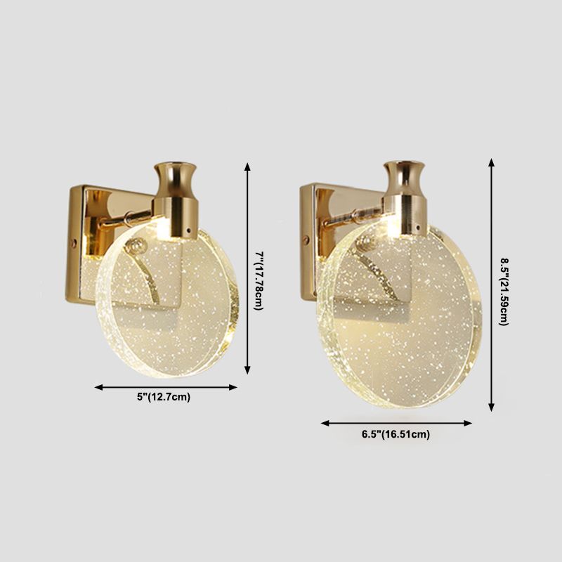 Postmodern Indoor Wall Light Gold Wall Light Sconces with Clear Crystal Shade