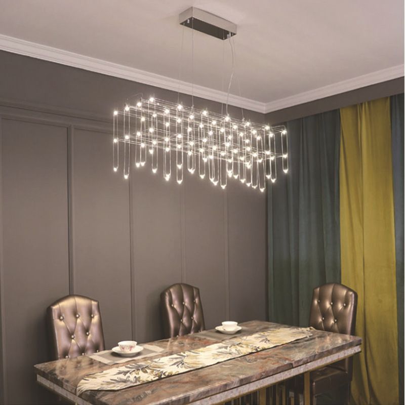 Edelstahl -Quaderinsel Island Beleuchtung moderner LED -LED Hängende Licht für Esszimmer