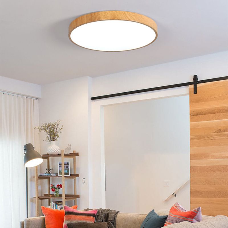 Metal Circular Flush Mount Fixture Modern Flush Light Fixture in Brown