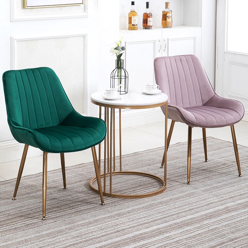 Chaises sans bras de salle à manger en métal nordique, chaise latérale rembourrée pour Restaurant