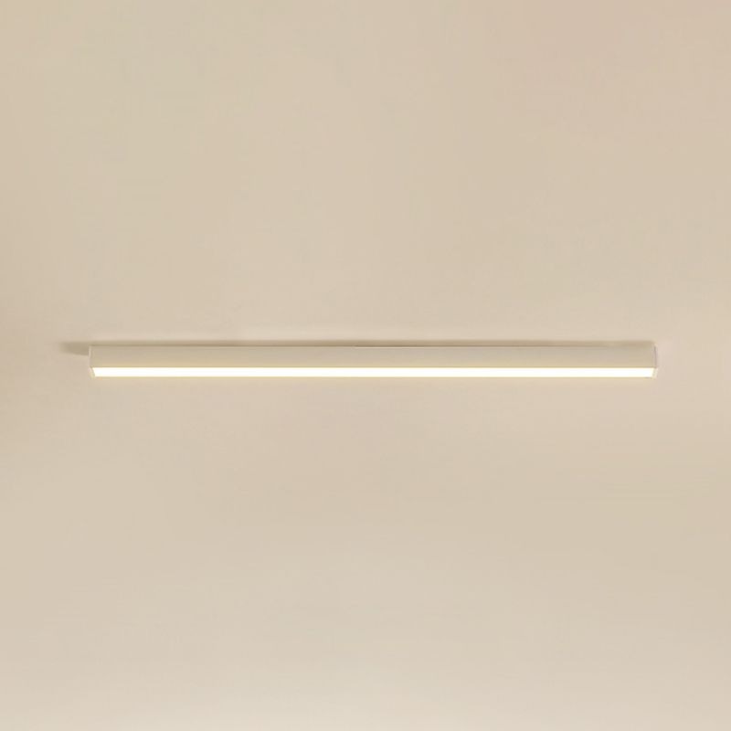 Linear Shape Ceiling Fixture Modern Style Metal 1 Light Ceiling Mounted Light in White