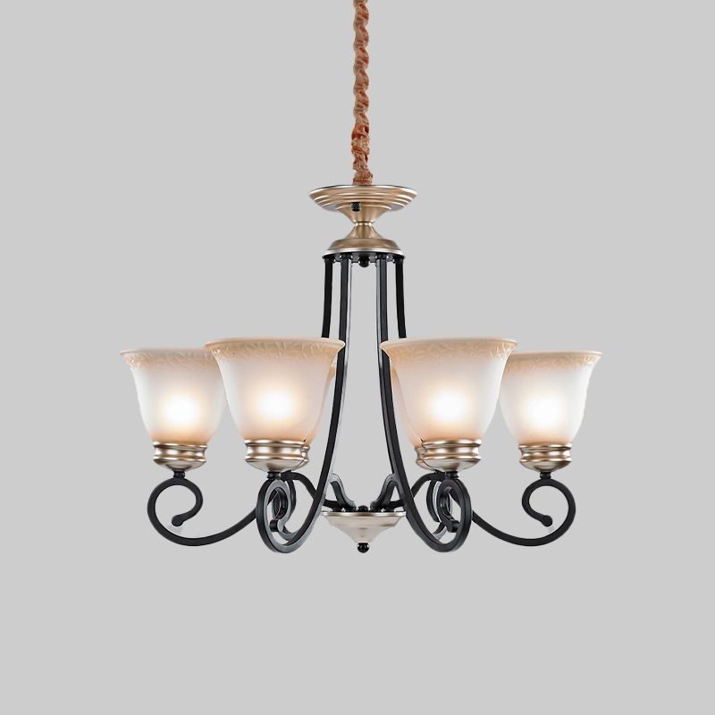 6/8 teste lampadario in vetro glassato classico classico salotto svasato la luce a sospensione con braccio scorretto