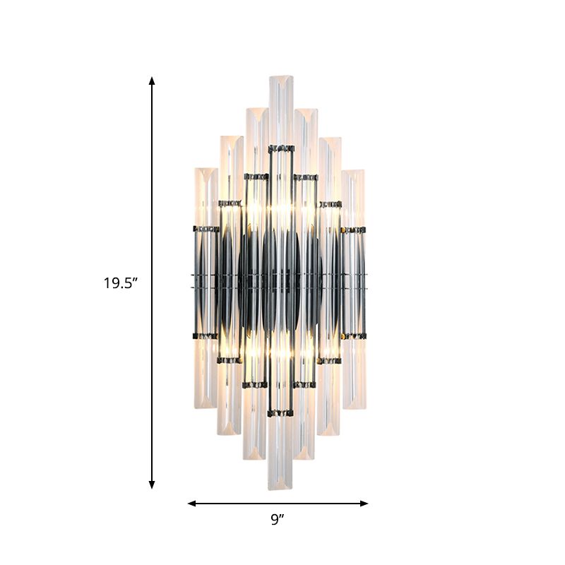 Modernist Style Tubular Wall Lighting Clear Crystal 2 Lights Living Room Wall Light Fixture in Chrome