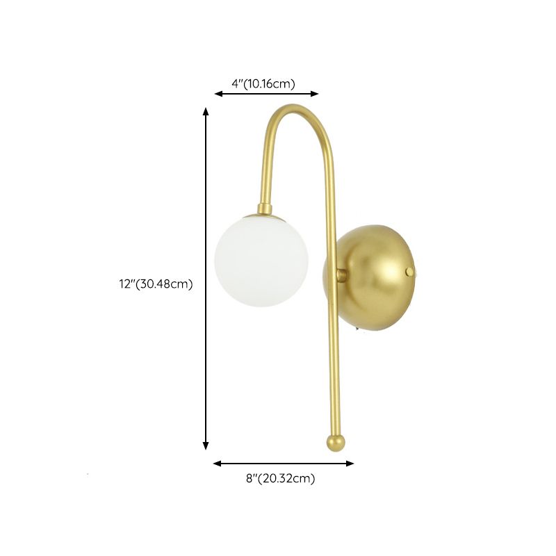 Modern Style Global Wall Light Glass 1 Light Sconces in Gold for Bedroom