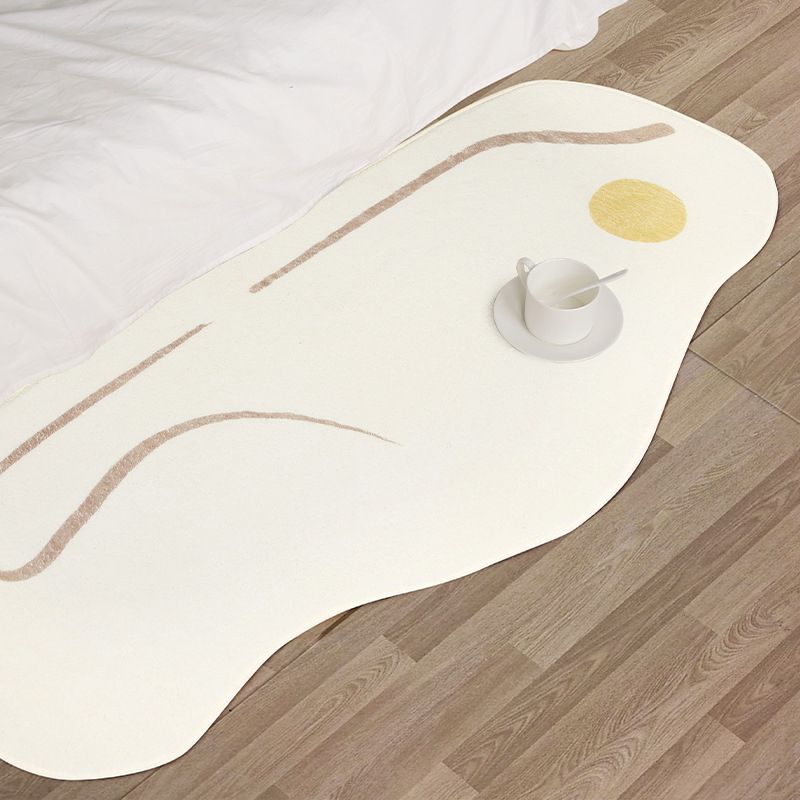 White Casual Rug Polyester Stripe Rug Non-Slip Backing Rug for Drawing Room