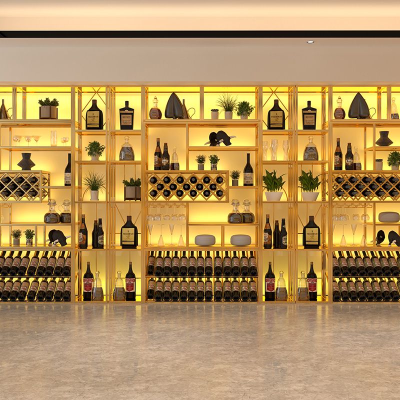 Luxury Metal Wine Holder Rack Freestanding with Shelf Wine Rack 78.7"H