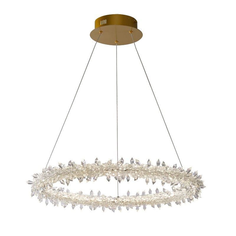 Ultra-modern Circle Chandelier Lamp Crystal Hanging Pendant Lights for Restaurant