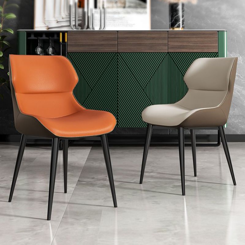 Modern Armless Dining Chairs Faux Leather Wingback Dining Side Chair