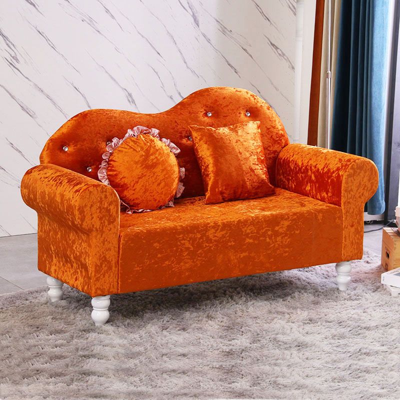 Tufted Split-Back Sofa Velvet Flared Arm Curved Sofa 33.46 inch High