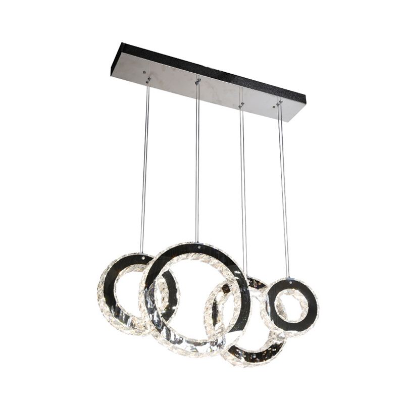 Runde hängende Lampe zeitgenössische Kristall -LED schwarzer Cluster -Anhänger Licht für Wohnzimmer