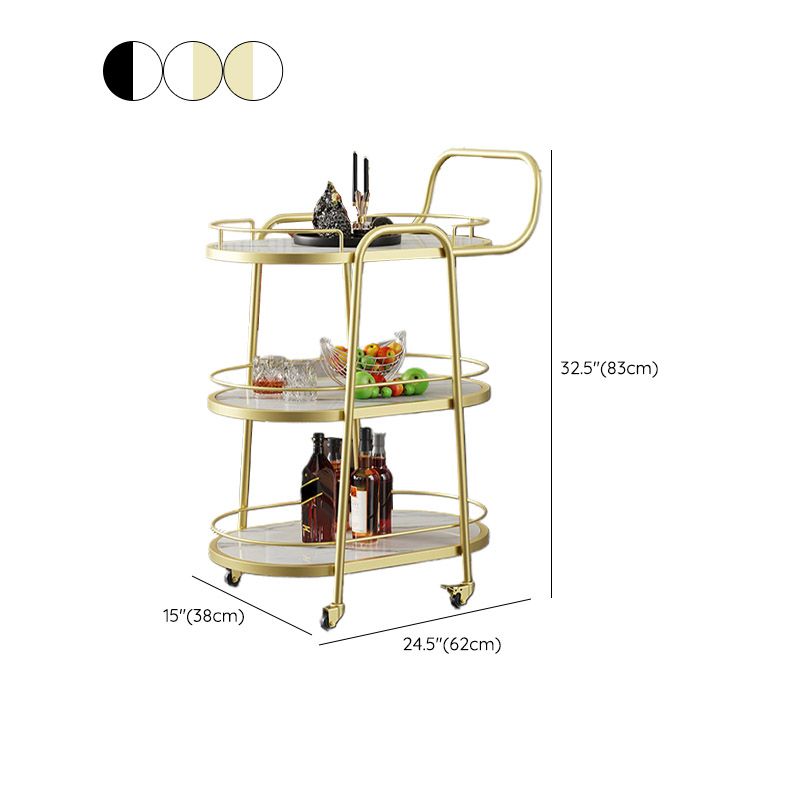 Modern Open Storage Prep Table Oval Dining Room Kitchen Trolley