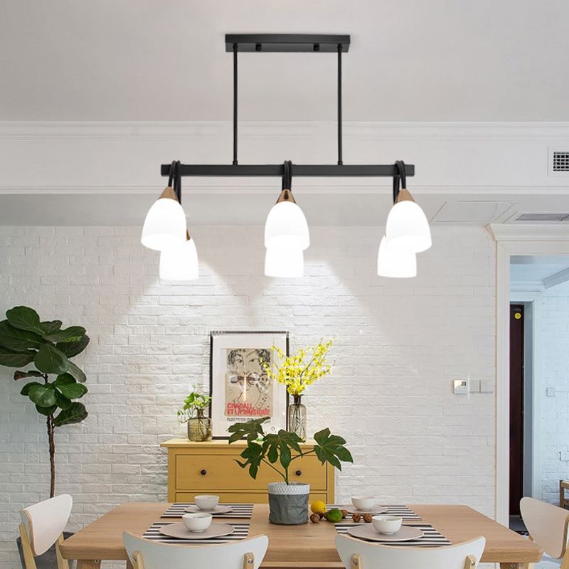 White Glass Tulip Suspension Light Modernist Island Ceiling Light for Dining Room