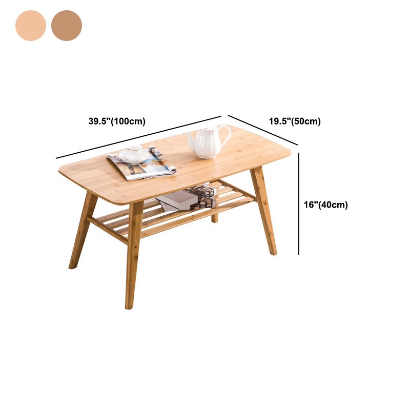 Nordic Style Rectangular Solid Wood Table 4 Legs Base Coffee Table