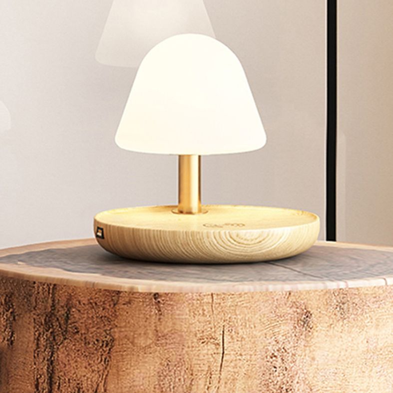 Lámparas de mesa nocturna de champiñones Modernas luces de 1 luces de noche con sombra de vidrio blanco para dormitorio