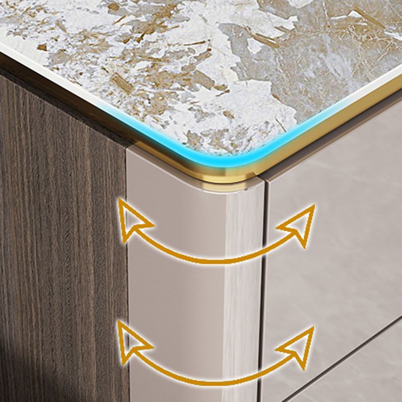 Glam Stone Storage Chest Bedroom Vertical Chest with Drawers