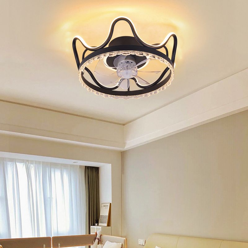 7-Blade Children Ceiling Fan LED Polish Finish Fan with Light for Home