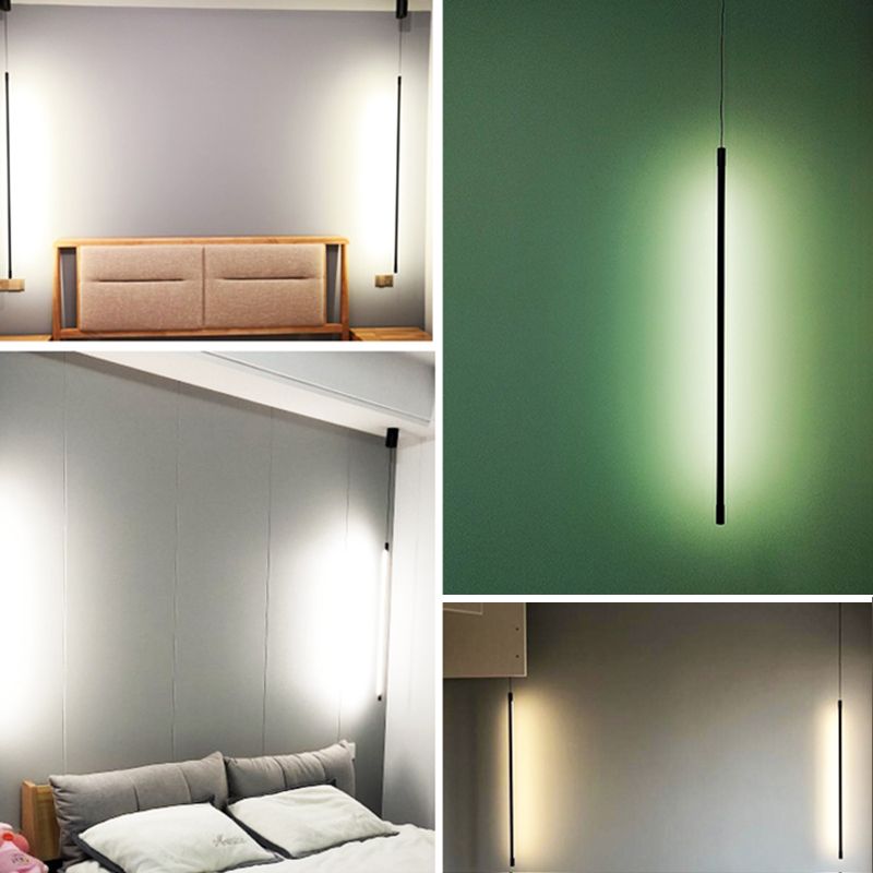 Modern Style Hanging Light Fixture LED Strip Shape Pendant Lamp with Acrylic Shade