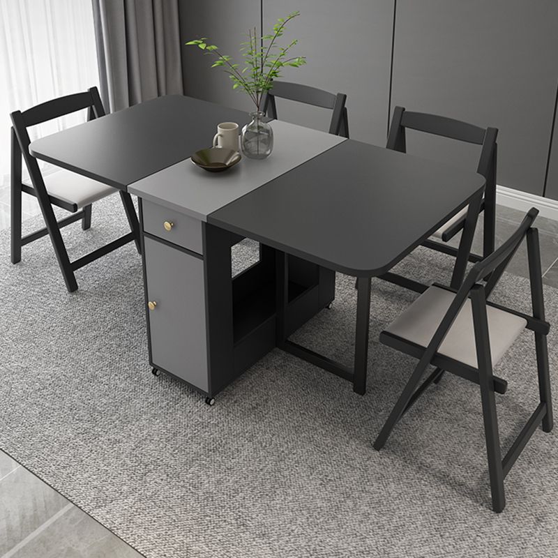 Rectangle Mid-Century Modern Dining Table Drop-Leaf Table with Ash Solid Wood Base,59"L x 29.1"H