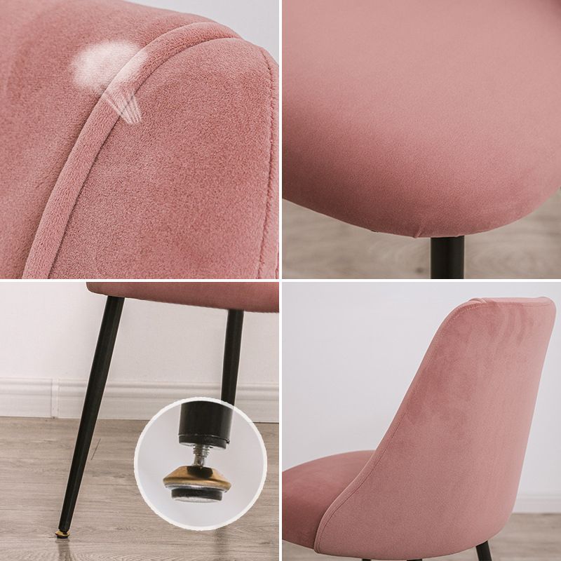 Modern Solid Back Kitchen Dining Side Chair Metal Upholstered Dining Side Chair