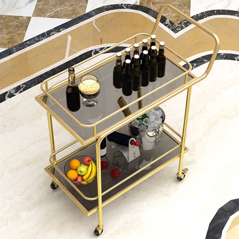 Contemporary 31.5"H Prep Table Rectangular Metal Rolling Prep Table for Dining Room