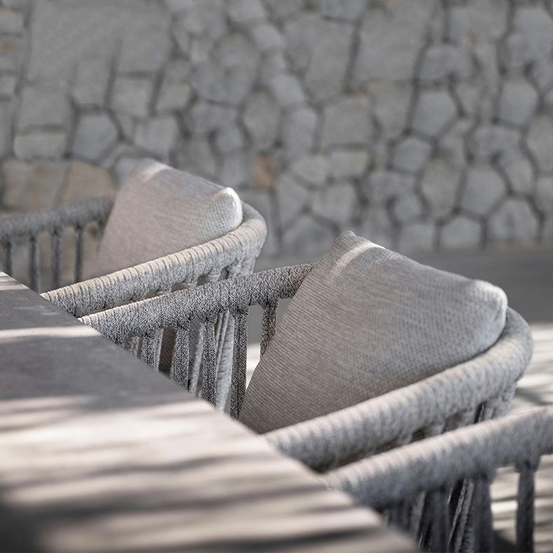 Boho Style Stone Dining Set 1/5/8 Pieces Rectangular Dining Table Set for Outdoor