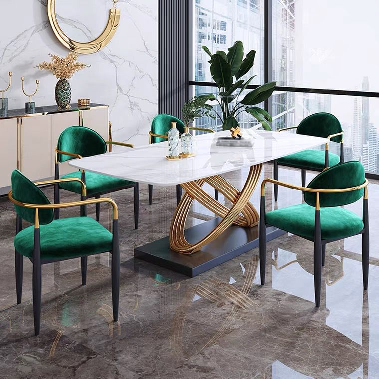 Contemporary Home Open Back Arm Chair Matte Finish Upholstered Dining Chair
