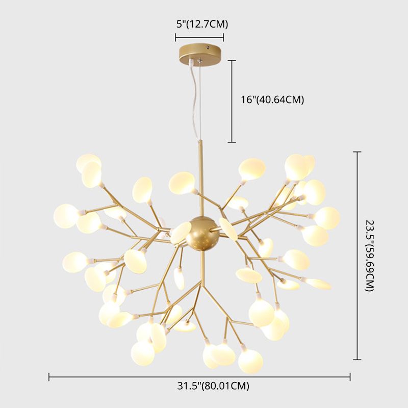 Gold Fireflies Chandelier Light Fixture Simplistic Acrylic Pendant Chandelier for Bedroom