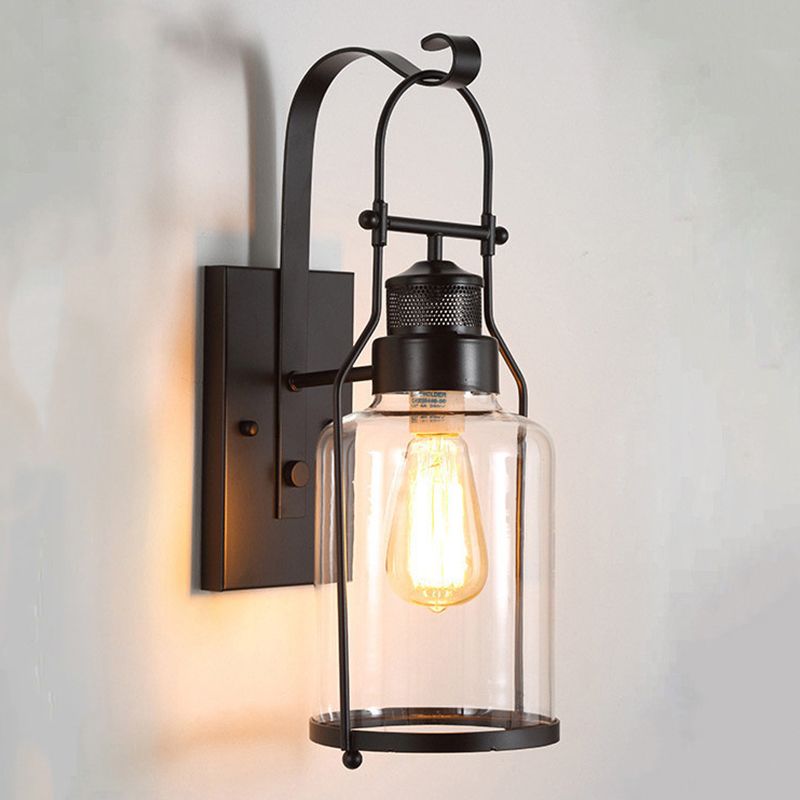 Cylinder Shape Wall Lamp Industrial Style Metal 1 Light Wall Sconce for Living Room