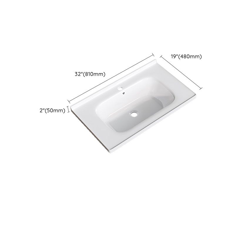 Modern Basin Sink Porcelain with Overflow Drop-in Bathroom Sink(Not Included Faucet)