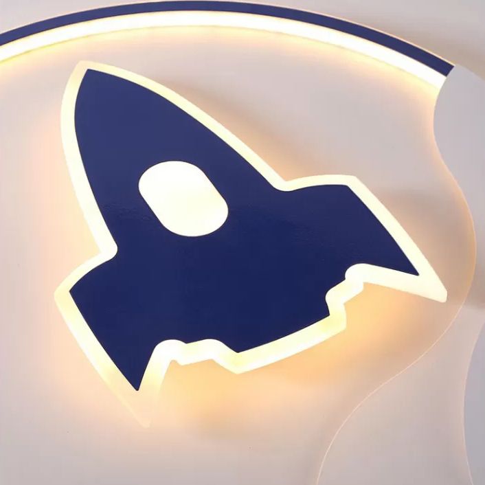 Moderne raket inbouw plafondlamp metaal LED slaapkamer inbouwverlichting in blauw