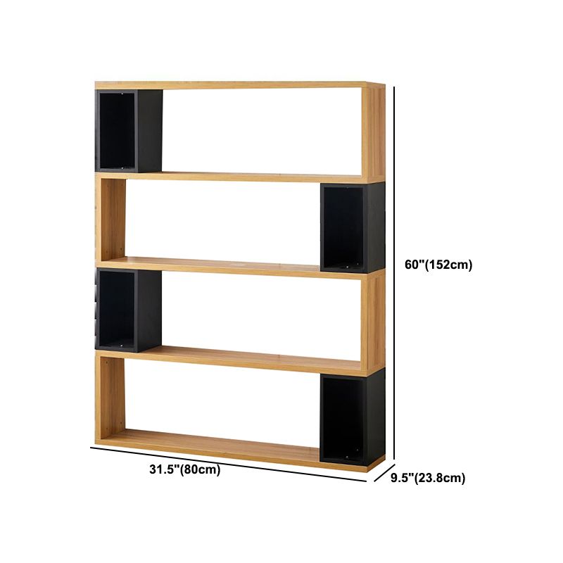 Modern geometry Bookshelf Multi Shelfs Open Back Bookcase in Natural
