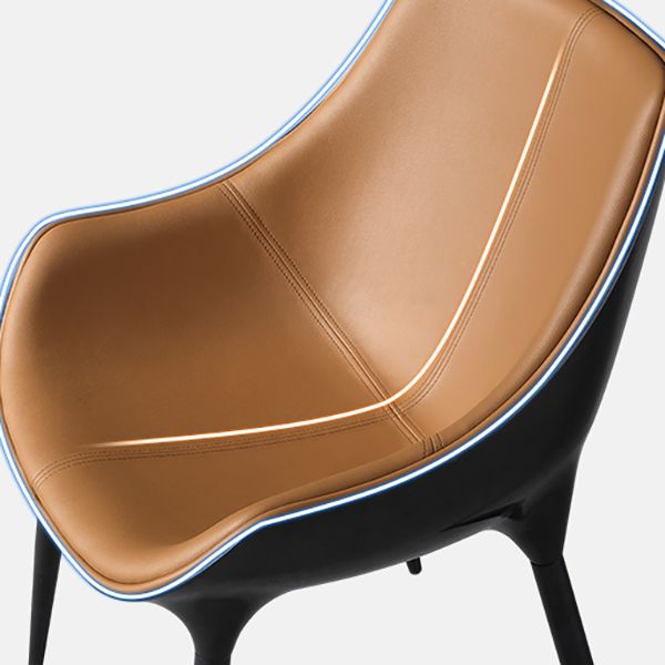 Contemporary Faux Leather Dining Chair Metal Dining Arm Chairs for Home Use