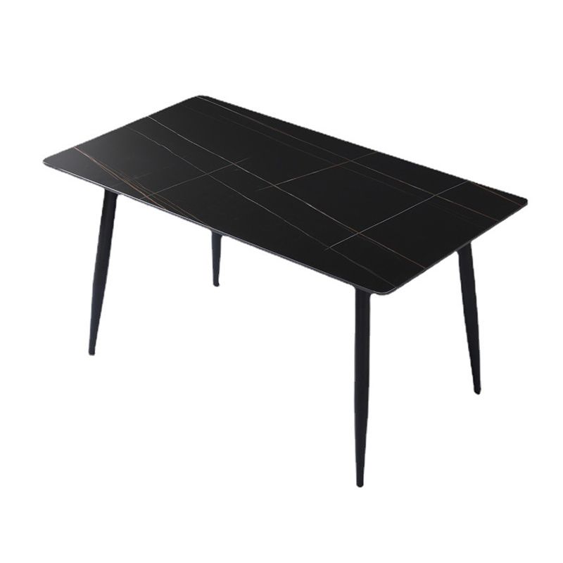 Modern Black Marble Counter Table Rectangle Dining Table for Kitchen
