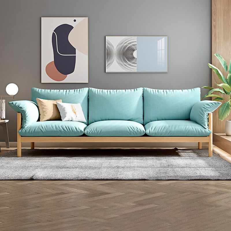 Wool 3-seater Sofa with Pillow Back Cushions and Pillow Top Arm
