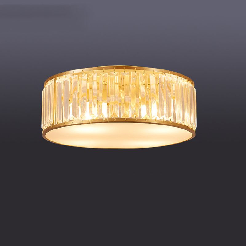 Plafonnier géométrique en laiton de style rétro colonial, plafonnier d'intérieur en cuivre avec abat-jour en cristal